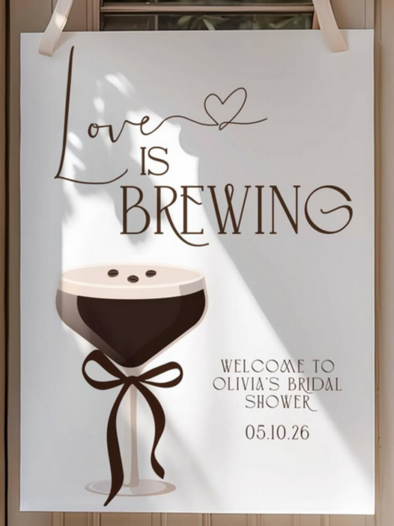 Love is Brewing Bridal Shower Welcome Schild für JGA Workshop Solingen