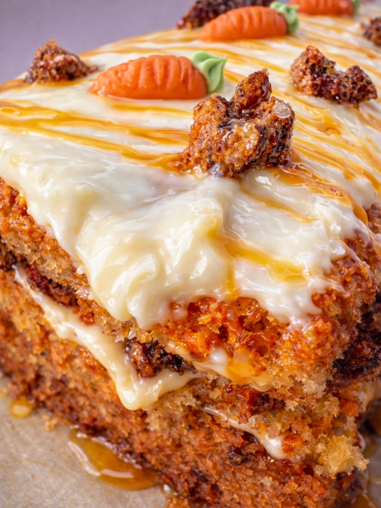 Carrot Cake mit Butterscotch & karamellisierten Pekannüssen