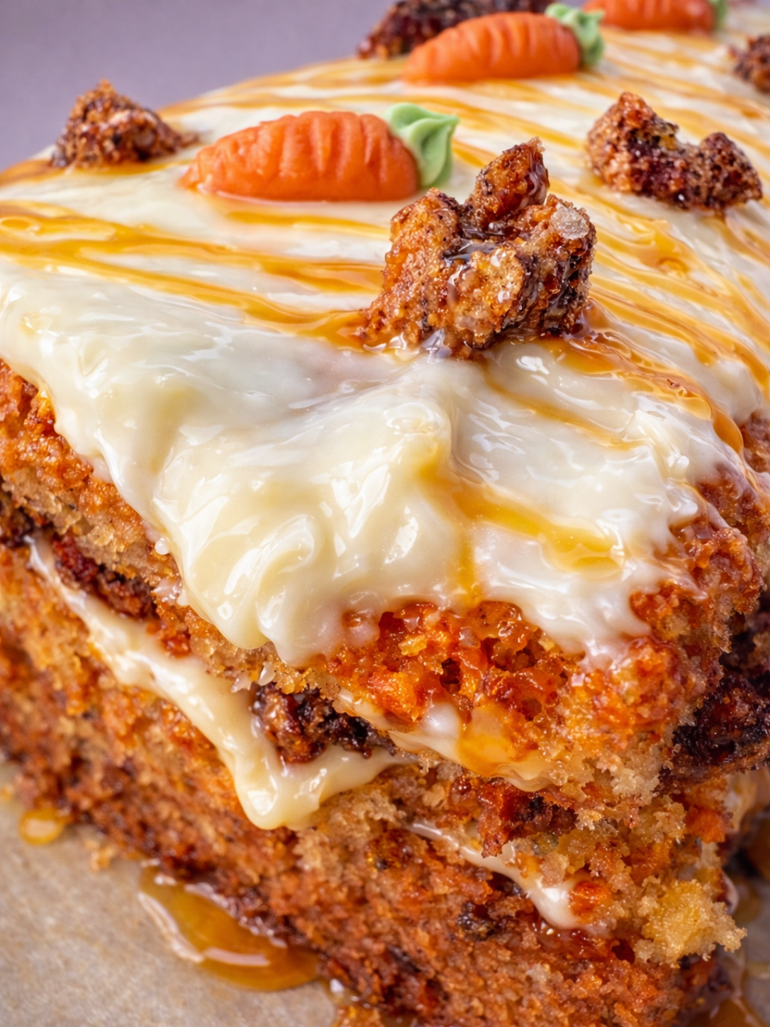 Carrot Cake mit Butterscotch & karamellisierten Pekannüssen