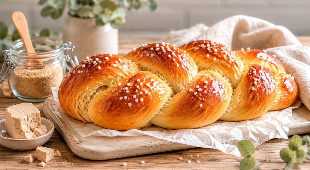 Hefezopf mit Hagelzucker