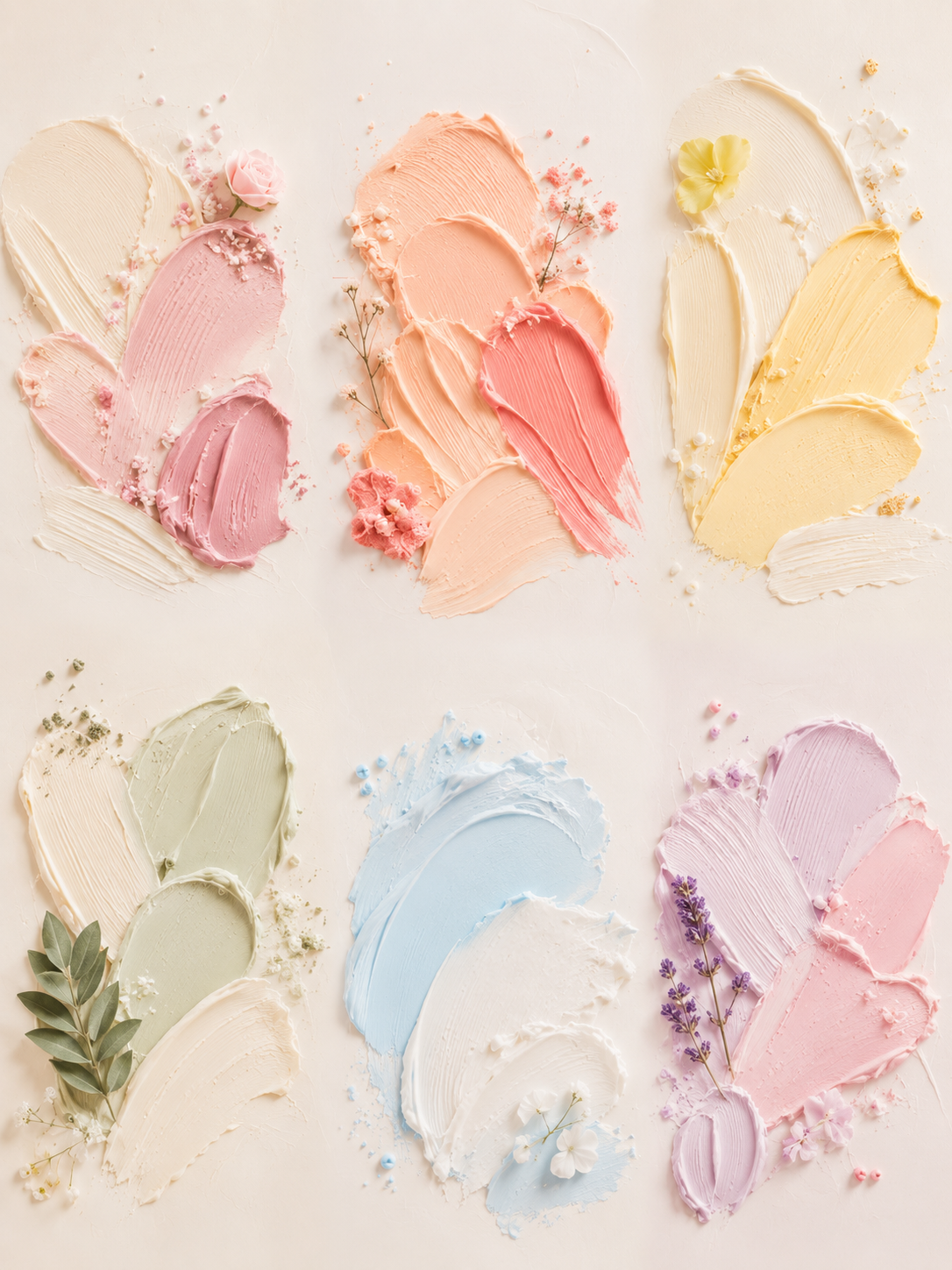Pastellfarbenes Buttercreme-Kunstarrangement